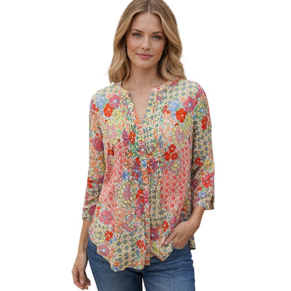 Cottagecore Pleated Button Up Popover XS EUC